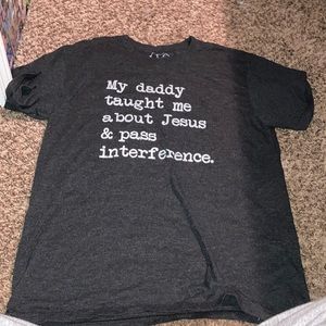 Black tee with words